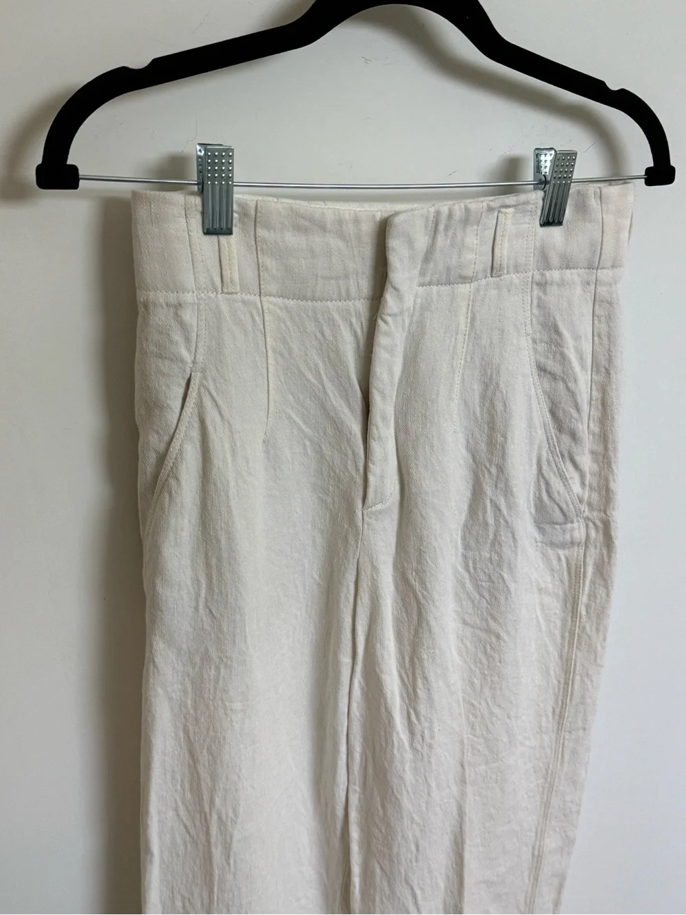 Zara Cream High-Waist Wide-Leg Linen Trousers